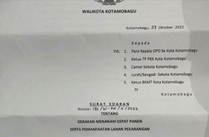 Surat Edaran Gerakan Menanam Cepat Panen serta Pemanfaatan Lahan Pekarangan