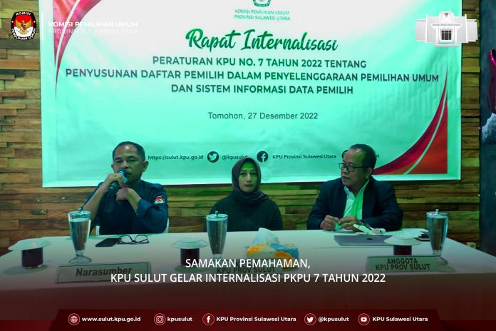 Komisi Pemilihan Umum Provinsi Sulawesi Utara melakukan Rapat Internalisasi dengan KPU Kabupaten/Kota Se-Sulawesi Utara, di Kota Tomohon (Sky Cafe & Lounge), Selasa (27/12/2022). FOTO : DEDE