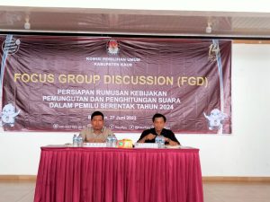 Gambar : KPU Kabupaten Kaur Gelar FGD Penyiapan Rumusan Kebijakan Pungutan dan Penghitungan Suara (27/06/2023).