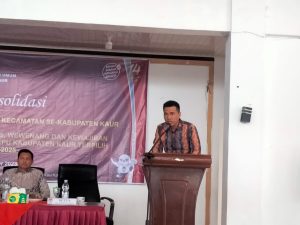 Komisi Pemilihan umum kabupaten Kaur melaksanakan Rapat Evaluasi dan Konsolidasi Badan Adhoc