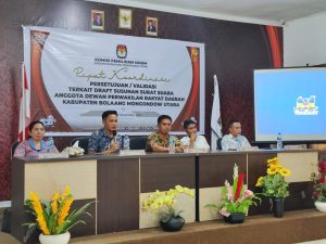Tampak Rapat KoordinasiValidasi Rencangan Surat Suara Calon Anggota DPRD, Oleh KPU Bolmut