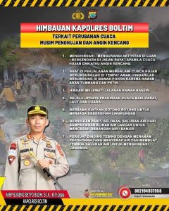 Antisipasi Cuaca Buruk, Kapoles Boltim Keluarkan Imbauan