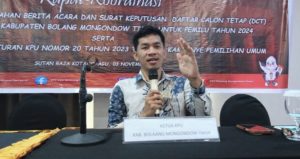 KPU Boltim, Baru Dua Parpol dan Caleg Terpilih Serahkan Tanda Terima LHKPN