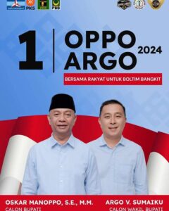 Dapat Nomor Urut 1 di Pilkada Boltim, Oskar-Argo Optimis Menang