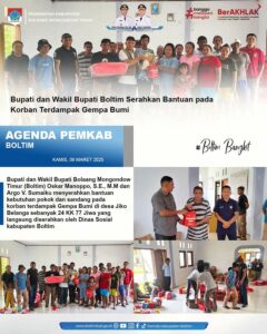 Bupati Boltim, Salurkan Bantuan Gempa di Jiko Balanga