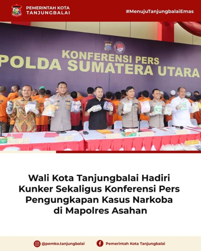 Gambar: Wali Kota Tanjungbalai Hadiri Kunker Sekaligus Konferensi Pers Pengungkapan Kasus Narkoba di Mapolres Asahan.