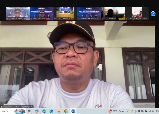 Gubenur Lemhanas RI, DR. H. TB. Ace Hasan Syadzily, M.Si saat membuka Munas II PJS di Kota Palu , Minggu (13/07/2025).