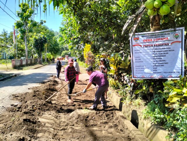 Bangga bangun desa, Pemdes Lopana Realisasikan DD melalui Kegiatan Peningkatan Jalan Rabat Beton