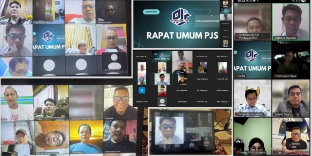 Ketua Umum DPP PJS, Mahmud Marhaba, memimpin rapat perdana secara virtual yang diperluas dengan melibatkan seluruh pengurus pusat dan daerah dari Sabang hingga Merauke, Rabu malam (6/8/2025). Foto : Budi