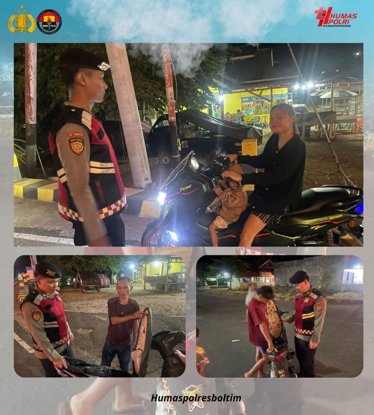 Patroli Malam, Polres Boltim Jaga Keamanan Tutuyan Tetap Kondusif